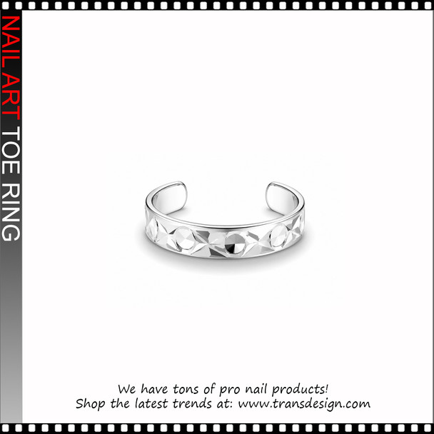 Adjustable Silver Circle Diamond Cut Toe Ring #11478