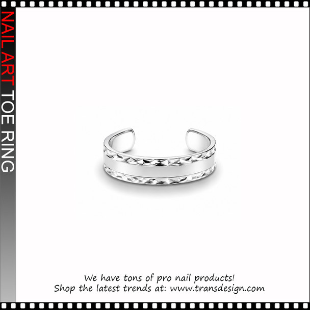 Adjustable Silver Double Edge Diamond Cut Toe Ring #11481