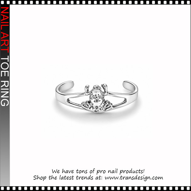 Adjustable Silver Frog Charm Toe Ring #11545
