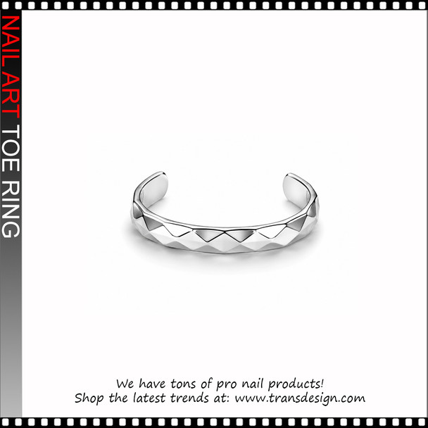Adjustable Silver Geometric Diamond Cut Toe Ring #11548