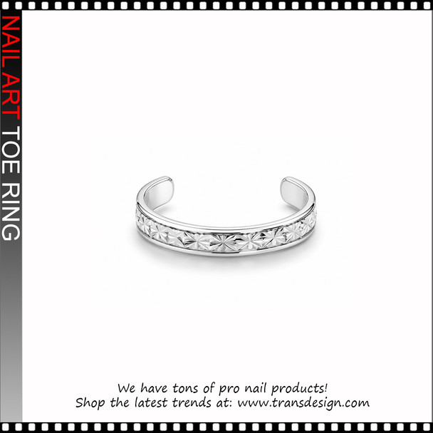Adjustable Silver Starburst Diamond Cut Toe Ring #11559