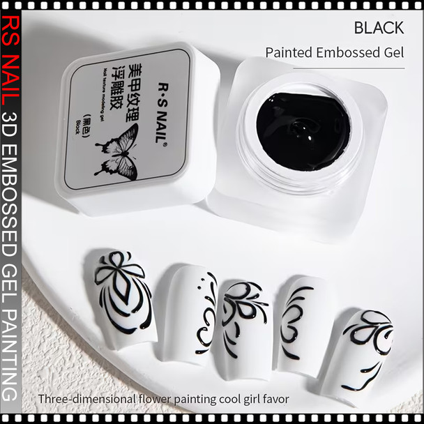 RS NAIL 5G 3D Embossed Gel Painting – 5g / 0.18oz,  Black