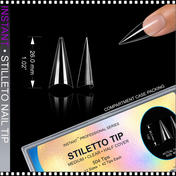 INSTANT TIP Stiletto, Medium, Half Cover 504/Case