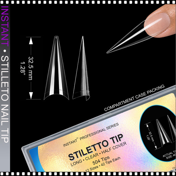 INSTANT TIP Stiletto, Long, Half Cover 504/Case