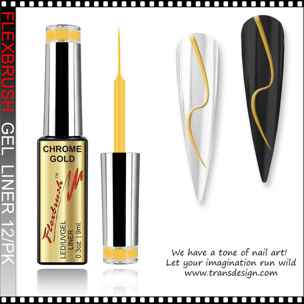 INSTANT Gel Nail Art Gel Liner, Chrome  Gold 0.3oz.