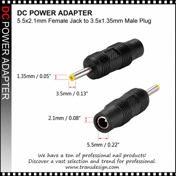 DC POWER ADAPTER 5.5x2.1mm Female Jack to 3.5x1.35mm Male Plug