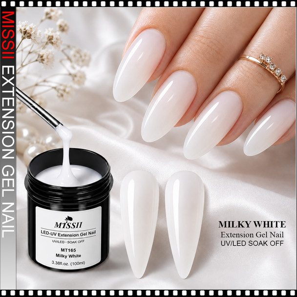 MISSII LED-UV Extension Gel Nail, Milky White 3.38oz.