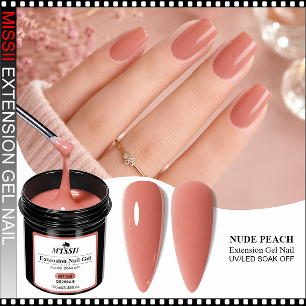 MISSII LED-UV Extension Gel Nail, Nude Peach 3.38oz.