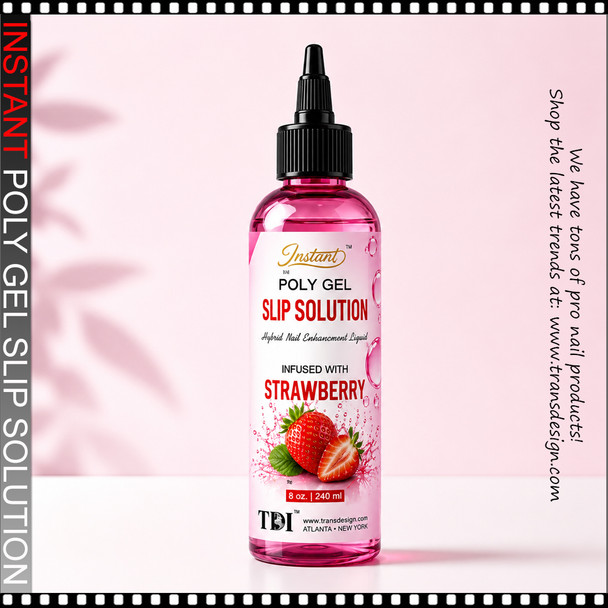 INSTANT POLY GEL Slip Solution, Strawberry 8oz.
