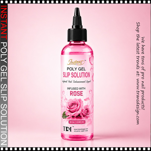 INSTANT POLY GEL Slip Solution, Rose 8oz.