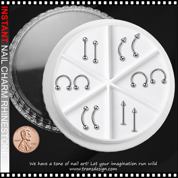 NAIL CHARM & TONGUE Stainless Steel Punk Style Barbell 12/Case #5
