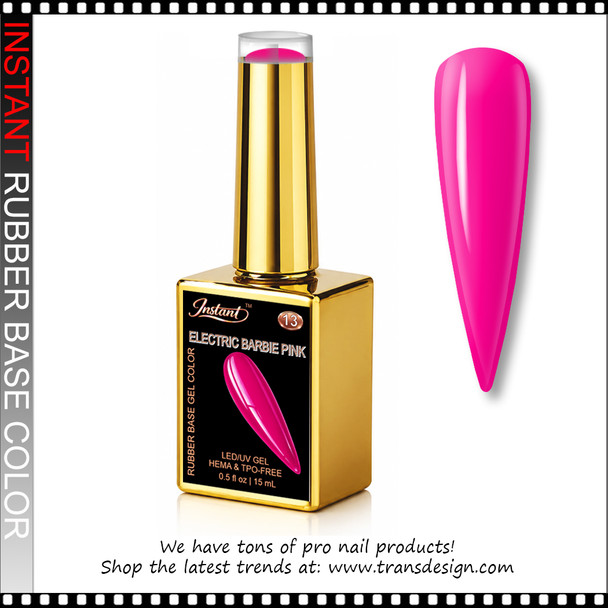 INSTANT Rubber Base Gel #13 Electric Barbie Pink  0.5oz.
