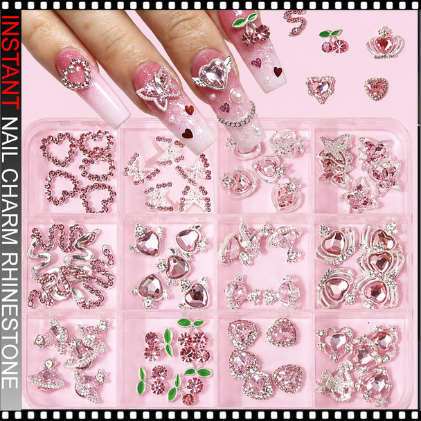 NAIL CHARM RHINESTONE Pink Collection Case