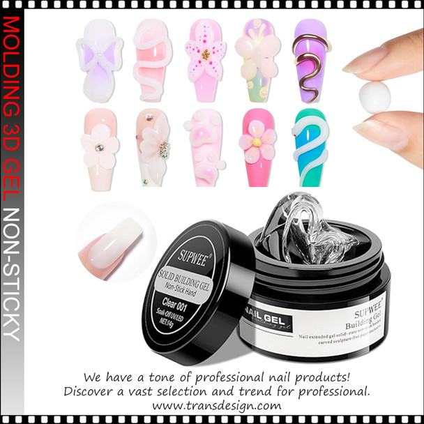 SUPWEE Solid Builder Gel, None-Sticky, Clear Jar 14g.