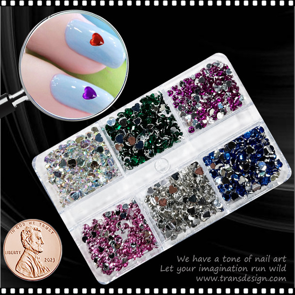 RHINESTONE Hearts 3mm Assorted Color 864/Case #4*