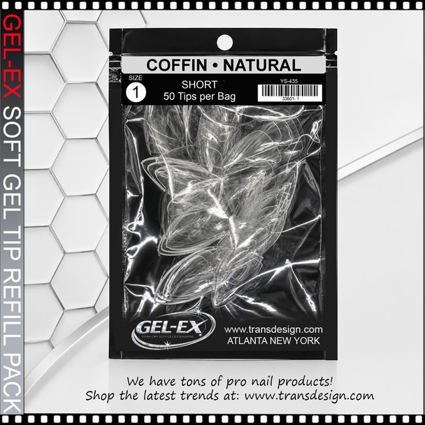 GEL-EX Stiletto, Short, Natural #1 Refill 50/Bag