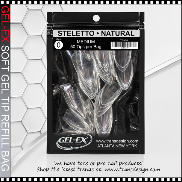 GEL-EX Stiletto, Medium, Natural Refill Size #0 50/Bag