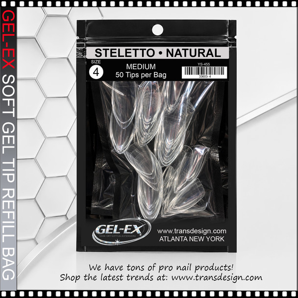 GEL-EX Stiletto, Medium, Natural Refill Size #4 50/Bag