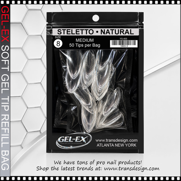GEL-EX Stiletto, Medium, Natural Refill Size #8 50/Bag