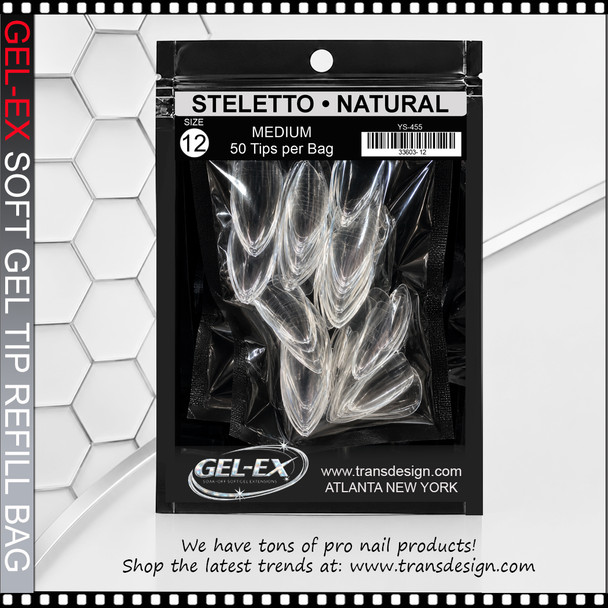 GEL-EX Stiletto, Medium, Natural Refill Size #12 50/Bag