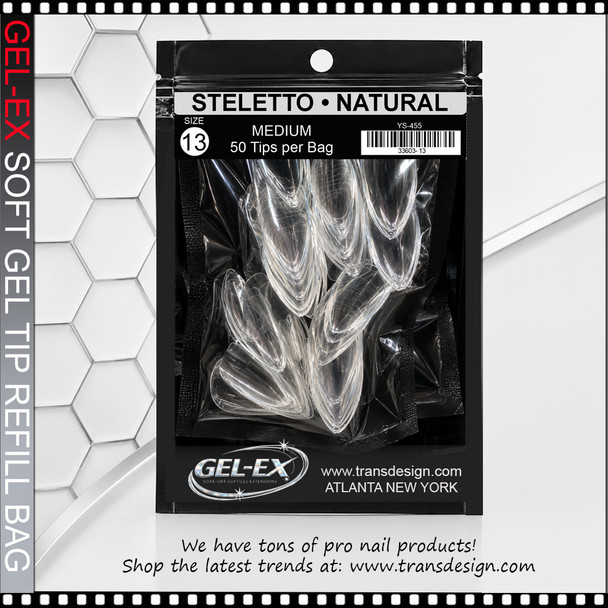 GEL-EX Stiletto, Medium, Natural Refill Size #13 50/Bag