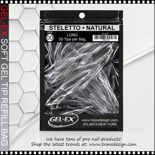GEL-EX Stiletto, Long, Natural #00 Refill 50/Bag