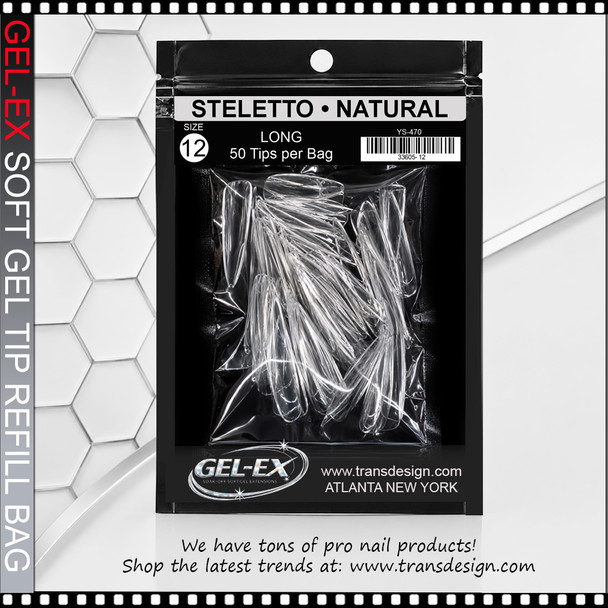 GEL-EX Stiletto, Long, Natural #12 Refill 50/Bag