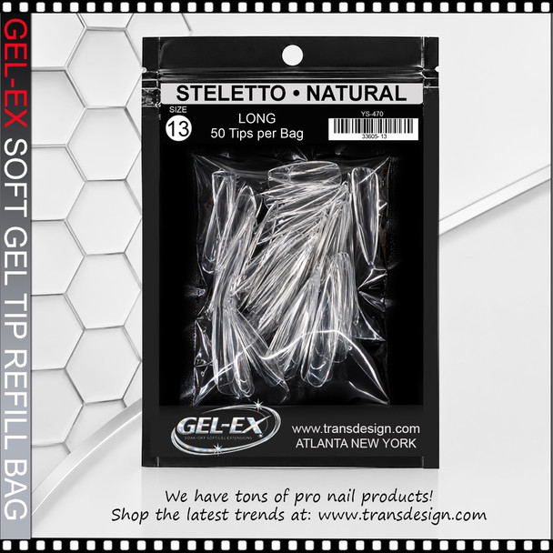 GEL-EX Stiletto, Long, Natural #13 Refill 50/Bag