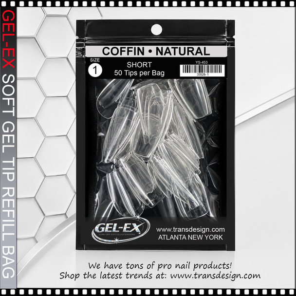 GEL-EX Coffin, Short, Natural Refill #1 50/Bag