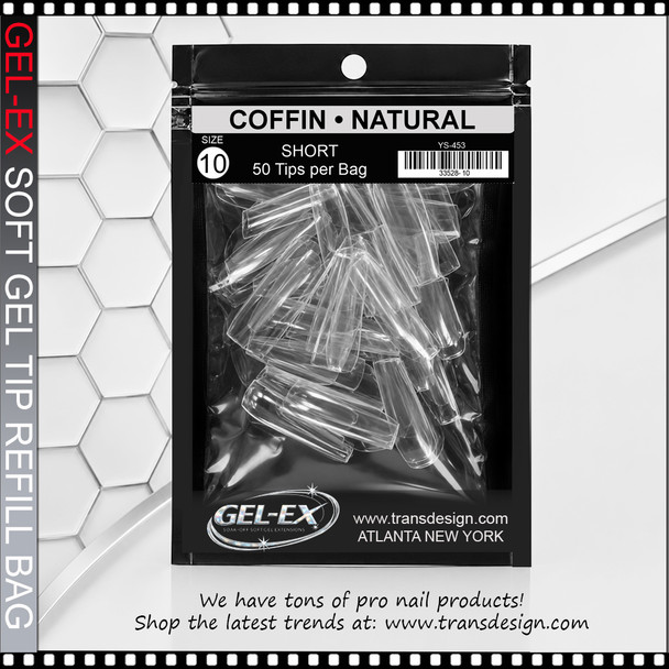 GEL-EX Coffin, Short, Natural Refill #10 50/Bag