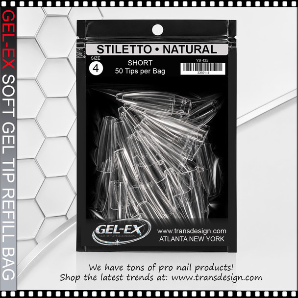 GEL-EX Coffin, Long, Natural Refill #4 50/Bag