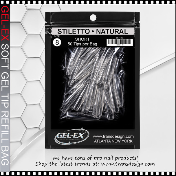 GEL-EX Coffin, Long, Natural Refill #8 50/Bag