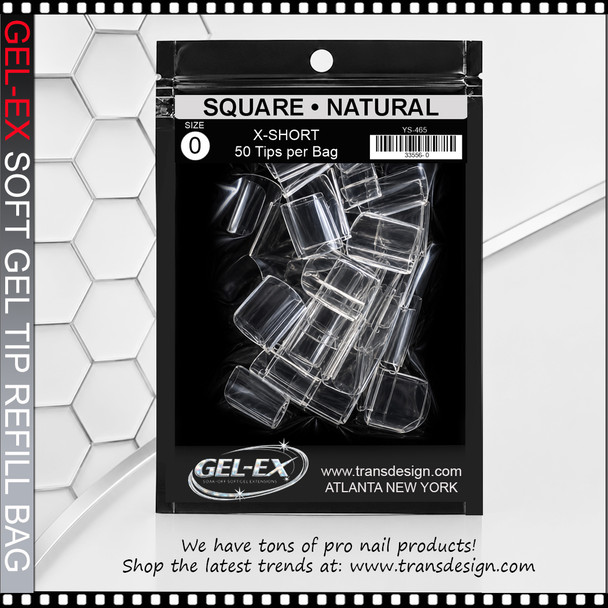 GEL-EX Square, X-Short, Natural Refill #0 50/Bag