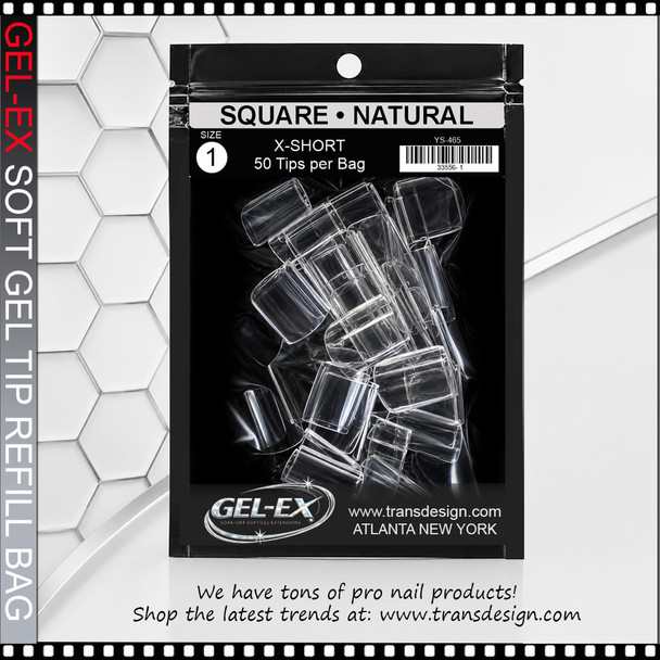 GEL-EX Square, X-Short, Natural Refill #1 50/Bag