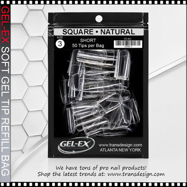 GEL-EX Square, Short, Natural Refill #3 50/Bag