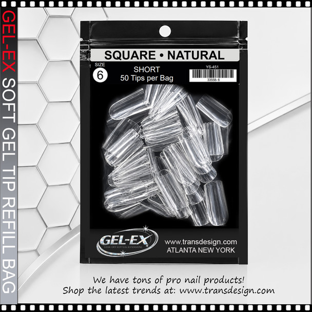 GEL-EX Square, Short, Natural Refill #6 50/Bag
