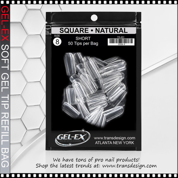 GEL-EX Square, Short, Natural Refill #8 50/Bag