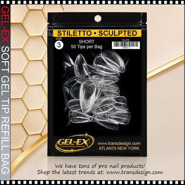 GEL-EX Stiletto, Short, Sculpted Refill #3 50/Bag