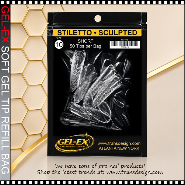 GEL-EX Stiletto, Short, Sculpted Refill #10 50/Bag