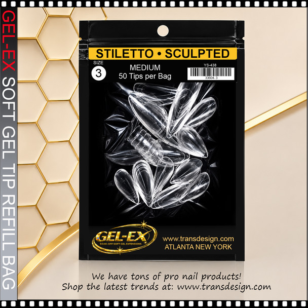 GEL-EX Stiletto, Medium, Sculpted Refill #3 50/Bag