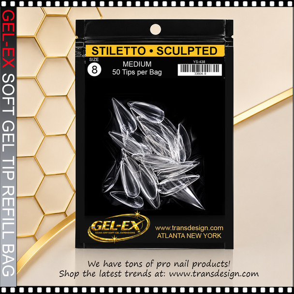 GEL-EX Stiletto, Medium, Sculpted Refill #8 50/Bag