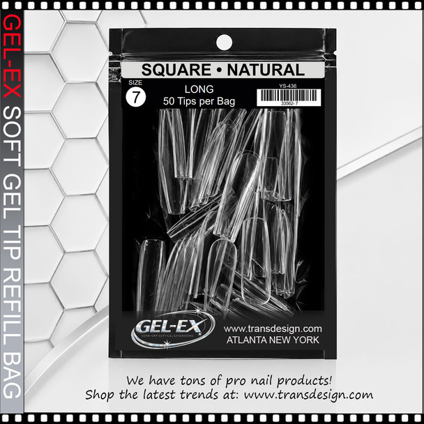 GEL-EX Square, Long, Natural Refill #7 50/Bag