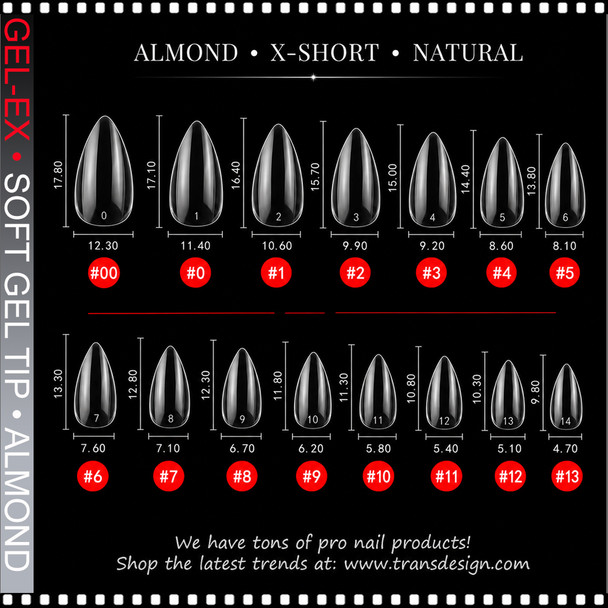 GEL-EX Almond, X-Short, Natural, 50 Tips/Bag