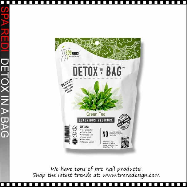 SPA REDI Detox In A Bag, Green Tea, Luxurious Pedicure 64pcs/Box