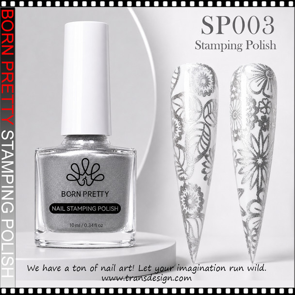 BORN PRETTY Nail Stamping Polish, Metallic Silver #SP-003