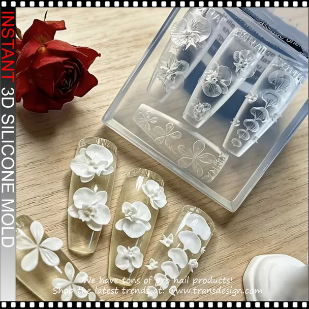 3D SILICONE MOLD Flowers, Leaves & Pearl Frame Designs
