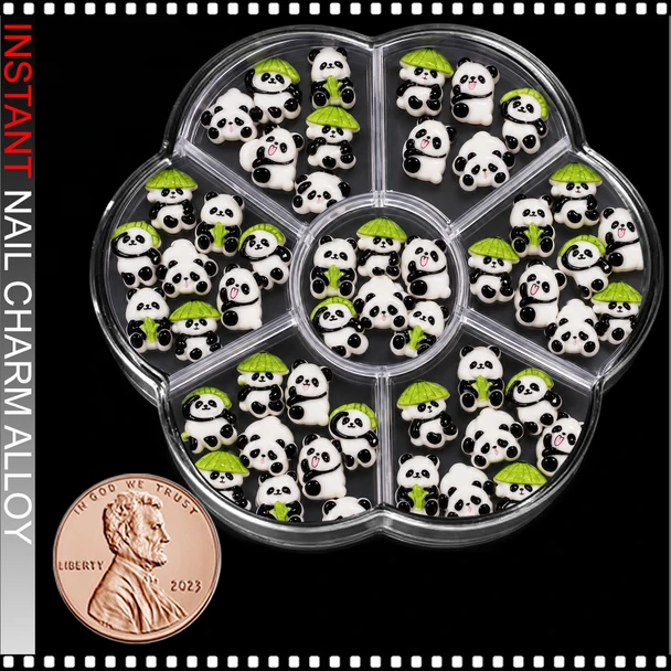 NAIL CHARM RESIN 3D PANDA ASSORTED 50/CASE