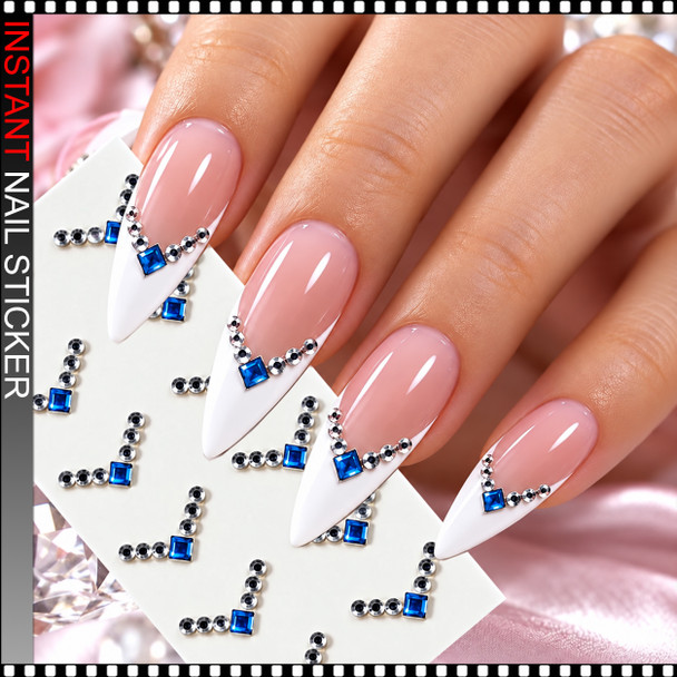 RHINESTONE NAIL STICKER – BLUE ZIRCON RHINESTONE V-SHAPE