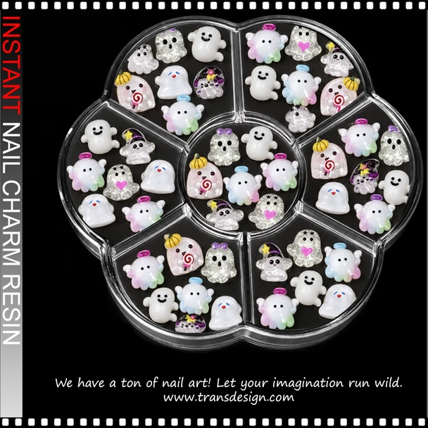 NAIL CHARM RESIN GHOST MINI ORNAMENTS – 50 PCS/CASE