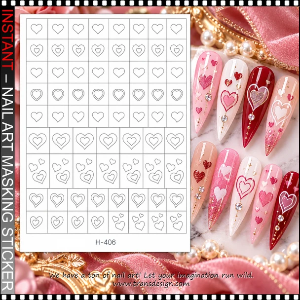 NAIL ART MASKING STICKERS – HEARTS #H-406